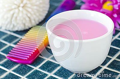 Organic rose cosmetic mask (scrub) with flowers extracts and hair comb Stock Photo