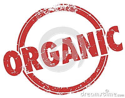 Organic Round Red Stamp Hormone Pesticide Free Food Ingredients Stock Photo