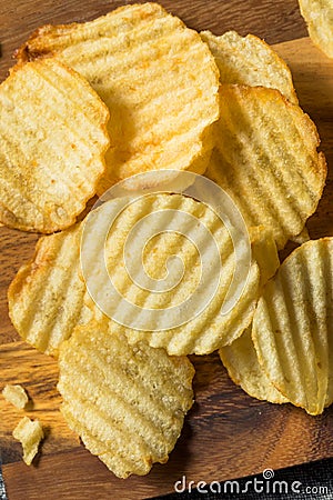 Organic Salted Wavy Potato Chips Stock Photo
