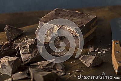 Organic Semi Sweet Dark Chocolate Chunks Stock Photo