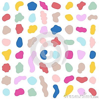 Organic shapes. Color various blotch, abstract irregular random blobs. Pebble stone silhouette, simple liquid amorphous Vector Illustration