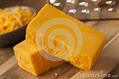 Organic Sharp Cheddar Cheese Stock Photo