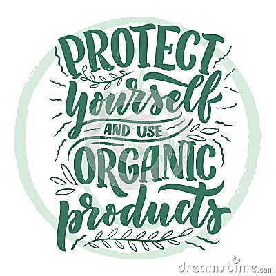 Organic skin care phrase concept banner. Natural cosmetic slogan for presentation or website. Isolated lettering typography Cartoon Illustration