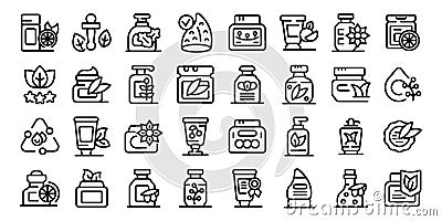 Organic skincare products icons set outline vector. Cosmetic beauty Vector Illustration