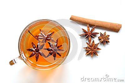 Organic star anise tea on a white background Stock Photo