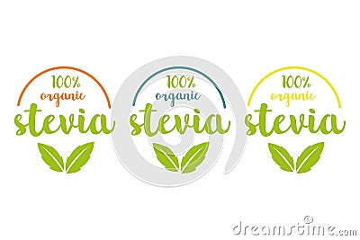 100% Organic stevia or sweet grass logo set Vector Illustration