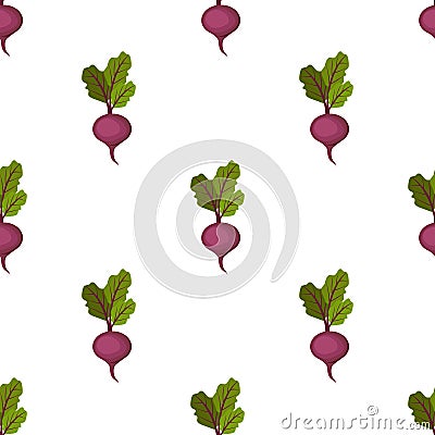 Fresh Organic Purple Sweet Beet Seamless Pattern Vector Illustration