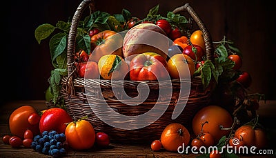 Organic vegetable basket Freshness, healthy eating, nature bounty generated by AI Stock Photo
