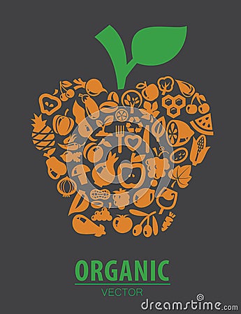 Organic vegetables and fruits Vector Illustration