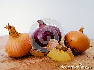 Organic vegetables from the garden three Onions Stock Photo
