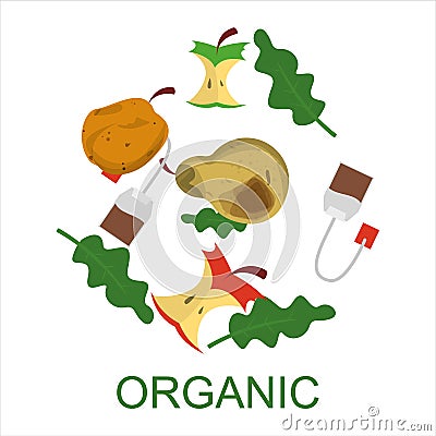 Organic waste collection vector isolated. Food garbage Stock Photo