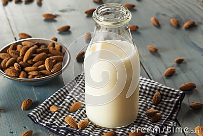 Organic White Almond Milk Stock Photo