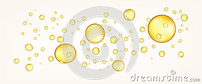 Organic yellow oil bubbles droplet. Fish oil Vitamin bubbles droplet Vector Illustration