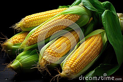 Organic Yellow Sweet Corn close-up Stock Photo