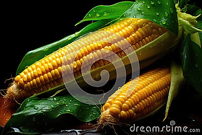 Organic Yellow Sweet Corn close-up Stock Photo