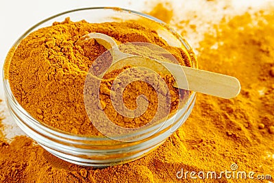 Organic Yellow Turmeric Powder Stock Photo