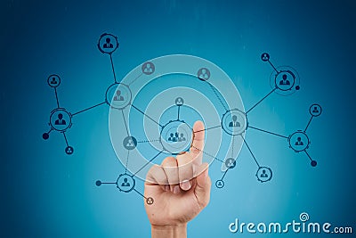 Organisation structure. People`s social network. Business and technology concept. Stock Photo