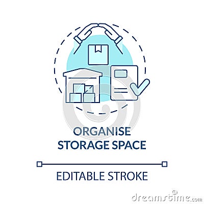 Organise storage space turquoise concept icon Vector Illustration