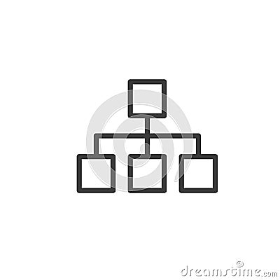 Organization Chart, icon in line design. Organization, chart, structure, hierarchy, management, flow, business on white Vector Illustration