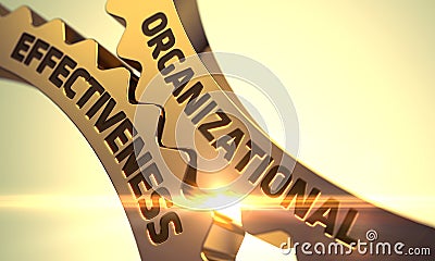 Organizational Effectiveness on Golden Gears. 3D. Stock Photo