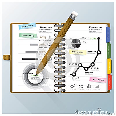 Organize Notebook Business And Education Infographic Design Temp Vector Illustration