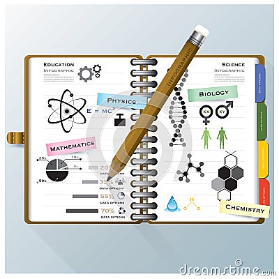 Organize Notebook Science And Education Infographic Design Template Vector Illustration