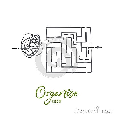 Organize, order, control, sort, chaos concept. Hand drawn isolated vector. Vector Illustration