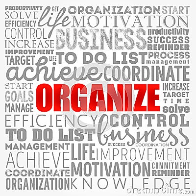 ORGANIZE word cloud collage, business concept background Stock Photo