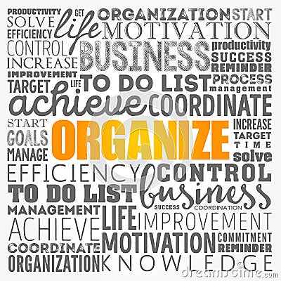 ORGANIZE word cloud collage Stock Photo