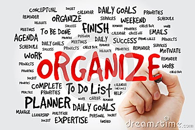 Organize word cloud with marker, business concept background Stock Photo