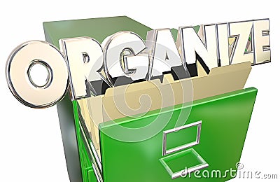 Organize Word File Cabinet Folders Stock Photo