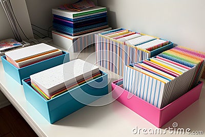 Organized Chaos Capturing the Beauty of Index Cards.AI Generated Stock Photo