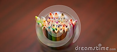 Organized color pencil in a clear jar Stock Photo