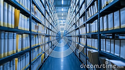 Organized Document Archive Endless Rows of Manilla Folders in a Secure WellMaintained Background Perfect for Stock Photo