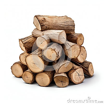 Organized Stack of Firewood Ready for Use. Generative ai Cartoon Illustration