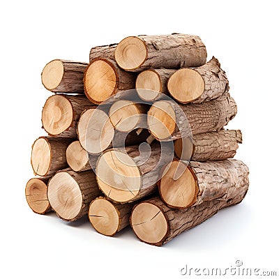 Organized Stack of Firewood Ready for Use. Generative ai Cartoon Illustration