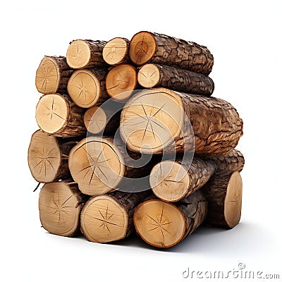 Organized Stack of Firewood Ready for Use. Generative ai Cartoon Illustration