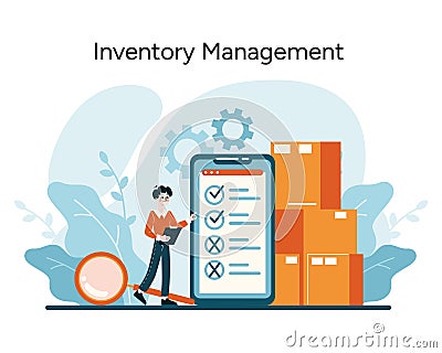 Organized stock control and efficient resource tracking for streamlined operations Vector Illustration