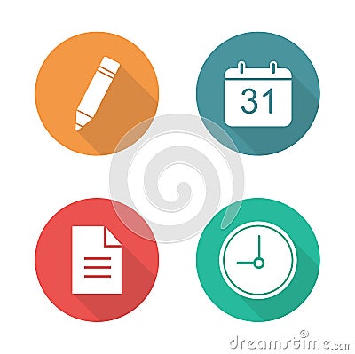 Organizer flat design icons set Vector Illustration