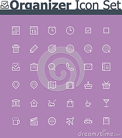 Organizer icon set Vector Illustration