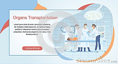 Organs Transplantation Surgery Flat Vector Website Vector Illustration