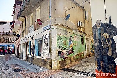 ORGOSOLO, ITALY - MAY 21, 2014: Wall paintings Editorial Stock Photo