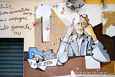 ORGOSOLO, ITALY - MAY 21, 2014: Wall paintings Editorial Stock Photo