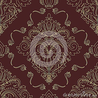 Orient Damask Seamless Background With Arabesques Stock Photo