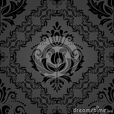 Orient Damask Seamless Background With Arabesques Stock Photo