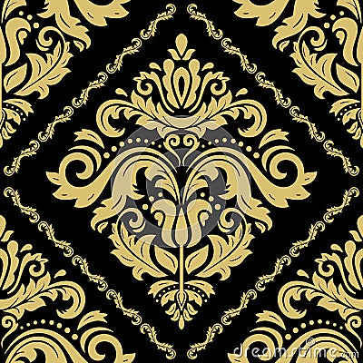 Orient Damask Seamless Background With Arabesques Stock Photo