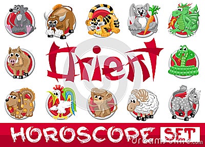 Orient horoscope set Stock Photo