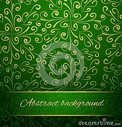 Oriental abstract background in green and gold. Vector Illustration