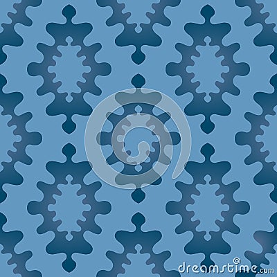 Oriental abstract ornament seamless pattern, blue and dark blue color gradient Vector Illustration