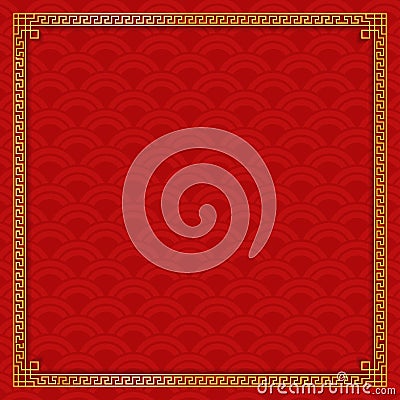 Oriental Asian Frame with Traditional Pattern Background Vector Illustration
